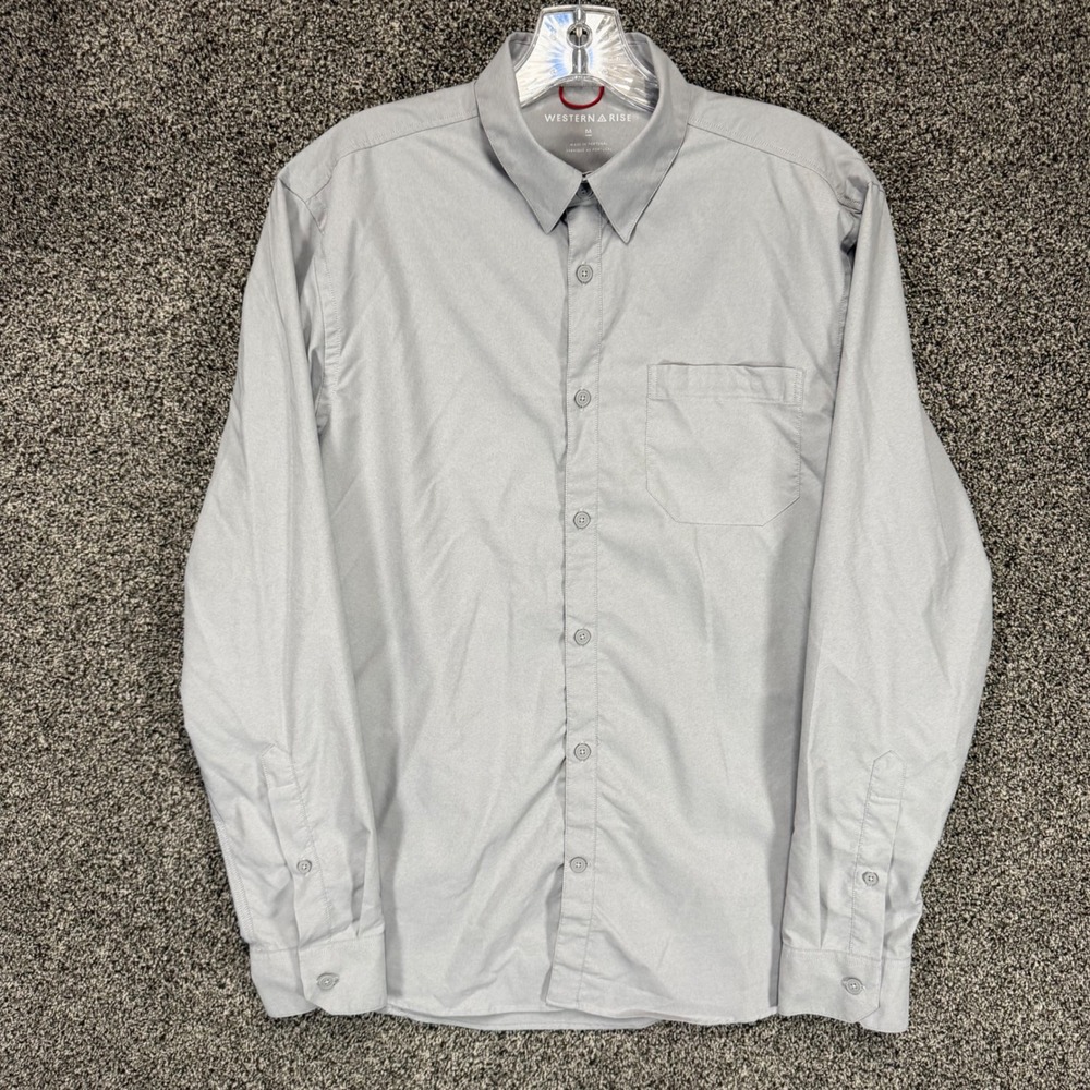 Western Rise Shirt Mens M Gray Performance Long Sleeve Button Up